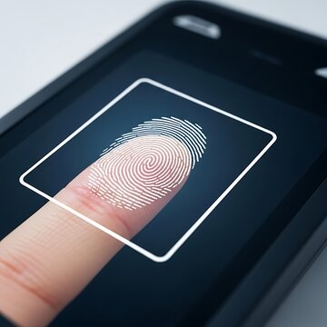 Fingerprint scanning on a dark smartphone screen unlocks access
