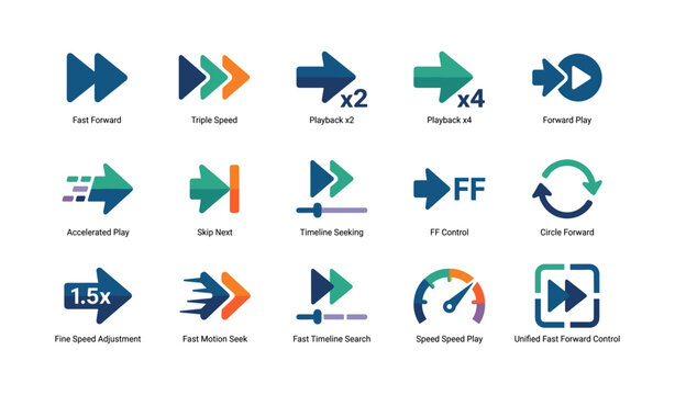Forward playback icons arranged in grid on white background