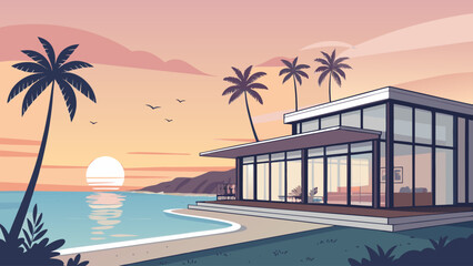 Obraz premium Modern Tropical Beach House Architecture.