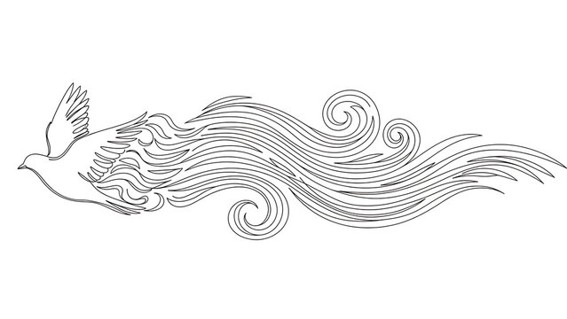 Intricate black and white feather isolated on a transparent background