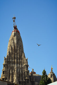 The Dwarkadhish temple, also known as the Jagat Mandir and occasionally spelled Dwarakadheesh, Dwarka Gujarat 