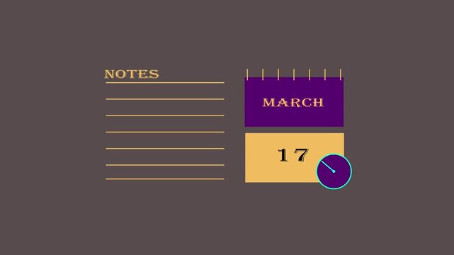 17 march calender animation background