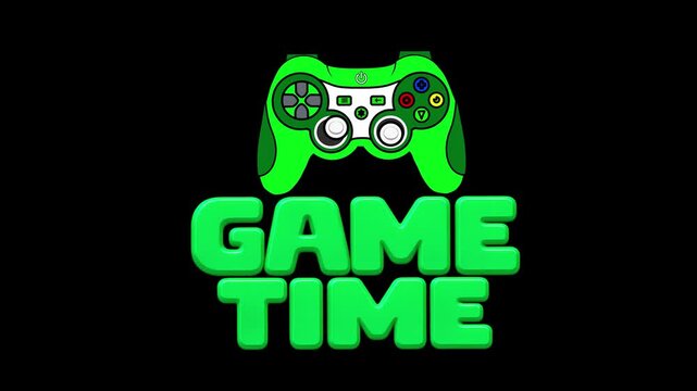 4K Dynamic Green Game Controller Zoom Animation with Game Time Text and Joystick Loop 
