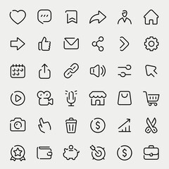 UI Line Icon Set – User Interface, Navigation, and Web Action Outline Vector Icons © Hussain