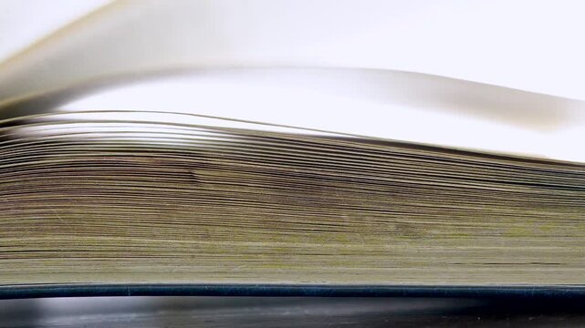 Fast Flipping Book Pages One After Another with Paper Rustling Sound
