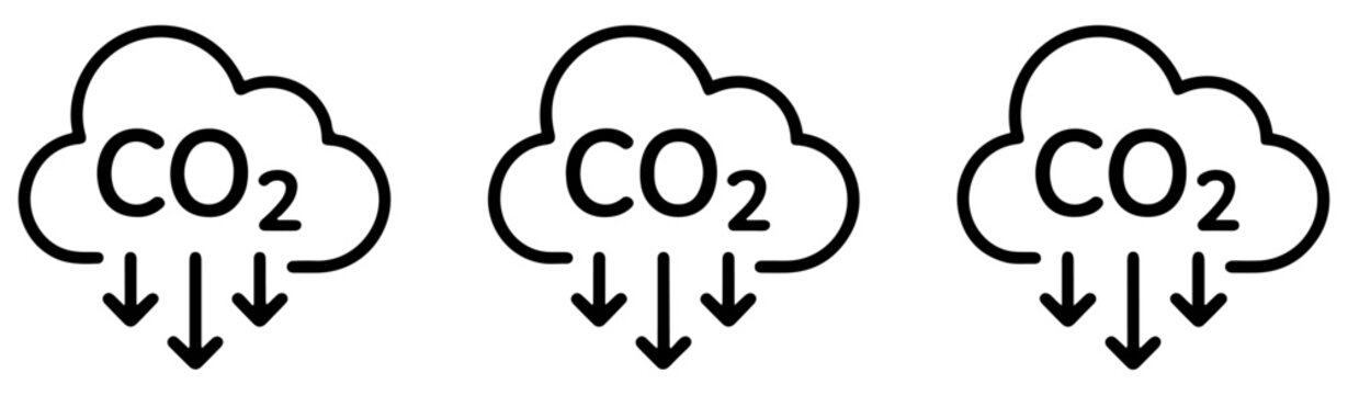carbon emissions reduction co2 icon set