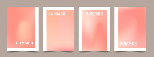 Fototapeta premium Pale Peach pink gradient. Light sandy background. Minimalistic Vector illustration. Set of blurred posters.