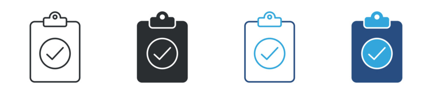 Checklist clipboard icon set. completed task with check mark. workflow and approval concept. vector illustration.