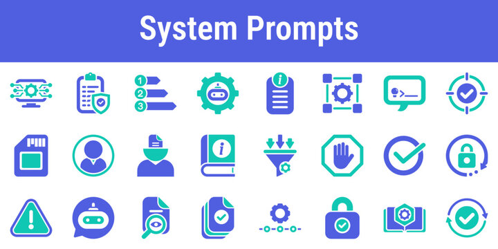 Relevant icon set for system messages role priority boundaries and behavioral controls Suitable for AI assistants internal tools safety layers orchestration systems and admin interfaces