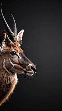 Elegant Sable Antelope Portrait on a Deep Charcoal Grey Background