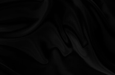 Fototapeta premium Black satin dark fabric texture luxurious shiny that is abstract silk cloth background.