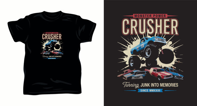 Monster truck crushing cars for monster power crusher event.