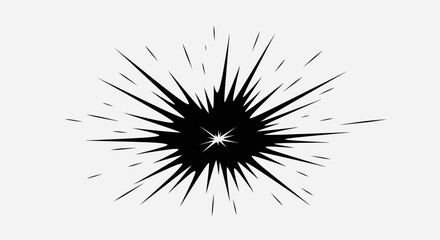 Fototapeta premium Black Comic Explosion Burst Vector Illustration with Radial Action Lines and Manga Speed Design Element on White Background