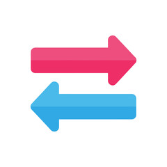 Obraz premium Vibrant pink and blue arrows pointing in opposite directions on a clean white background symbolizing contrast direction and guidance