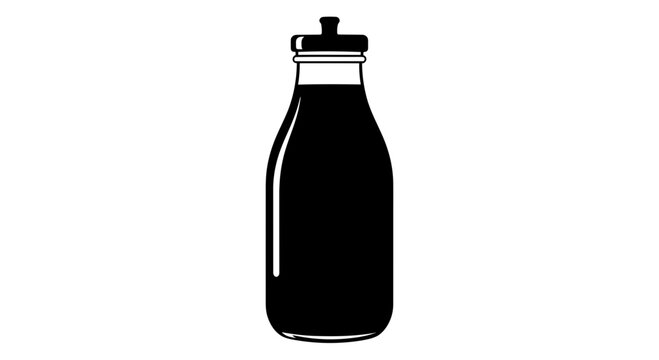 Minimalist Black and White Vector Illustration of a Glass Bottle with a Stopper Icon