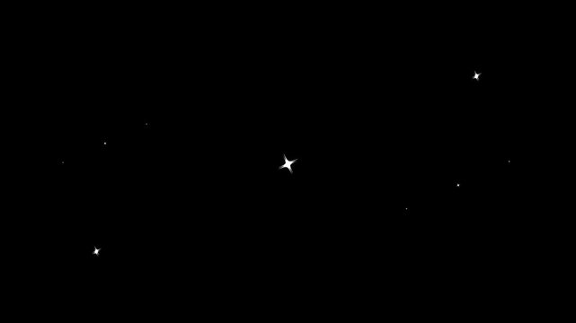 Sparkle twinkle glitter star effect animation black screen, festive holiday blinking stars glow, magical starlight twinkle light night sky twinkle festive holiday decoration. 4kvideo.