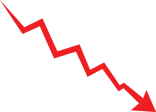 Red down arrow trend icon Vector