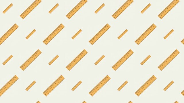 Measurement tool animated pattern; wooden rulers for engineering, school supplies, and precision concept.