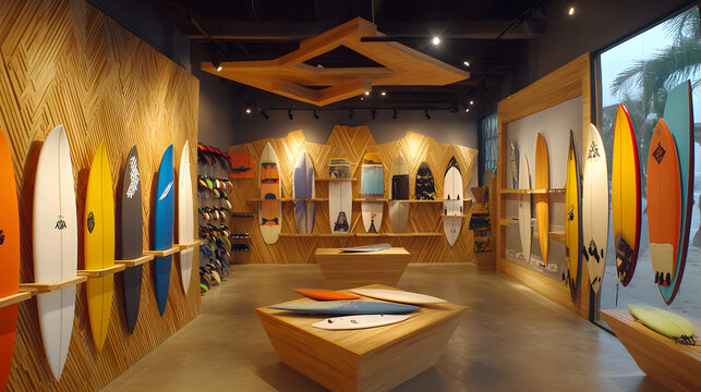 Summer Surf Shop Interior Geometric Board Di
