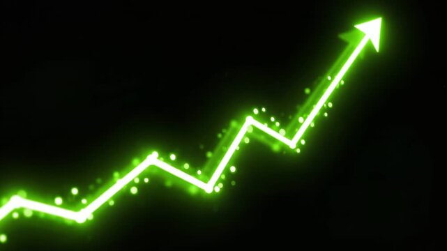 Unique Financial Growth Arrow Success Chart Neon Green Upward Trend Animation