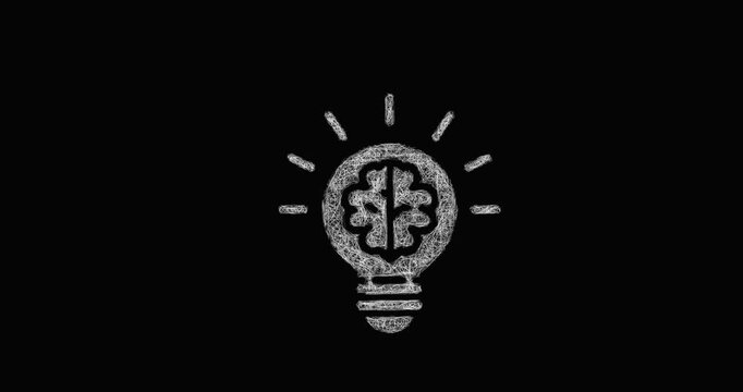 Sketch light bulb idea icon animation - smooth progressive reveal