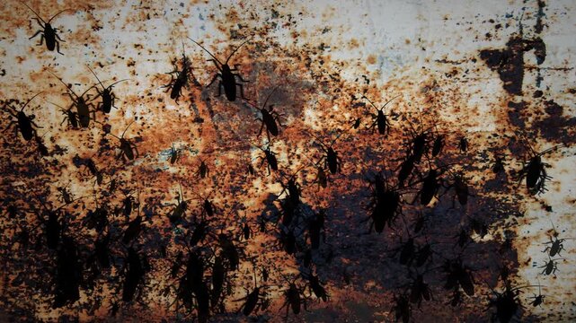 Cockroach Infestation on Concrete Surface  Pest Control and Hygiene Concept