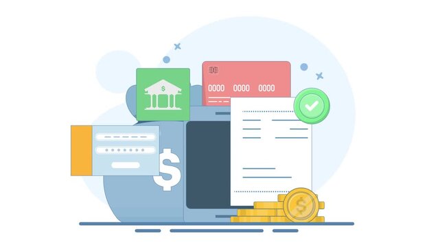 Digital Finance and Online Banking Concept Featuring Money Bag Credit Card and Mobile Transaction Graphics