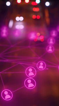 Vertical video: Rear flare causing pink network shifting nodes glowing forming mesh linking