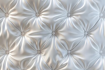 Obraz premium Classic white leather tufted texture with diamond pattern and covered buttons for premium furniture and automotive interior design.