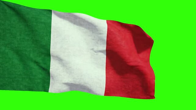 Italy Flag Waving Green Screen Chroma Key Italian National Tricolor Symbol