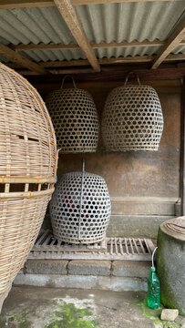 High angle view of basket craft traditional