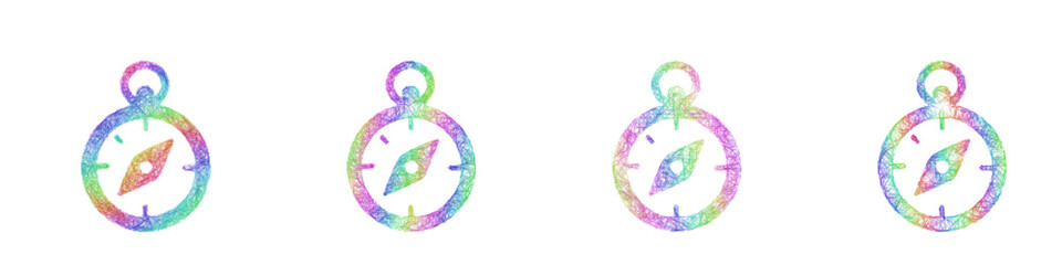 Fototapeta premium Rainbow color sketch compass icon design set