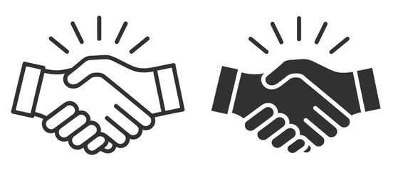 Obraz premium Handshake icon set showing business partnership, cooperation agreement, mutual trust, deal confirmation,