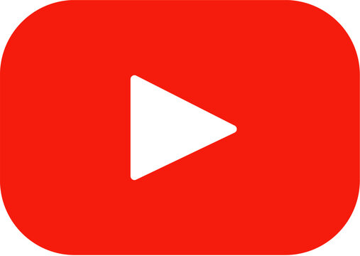 Red play button icon on a white background logo representation media player social media video platform streaming service
