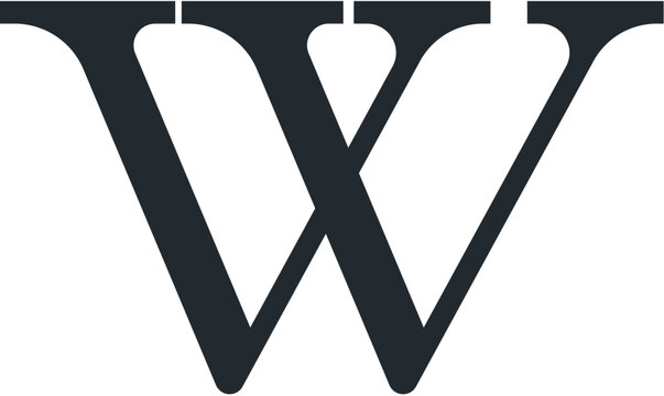 Dark blue 'w' logo on a white background wikimedia foundation symbol knowledge sharing information sharing free knowledge