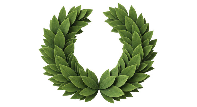 Traditional Laurel Wreath Victory Symbol on Transparent Background, PNG