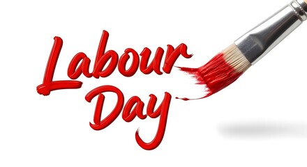 Labour day celebration red brushstroke typography