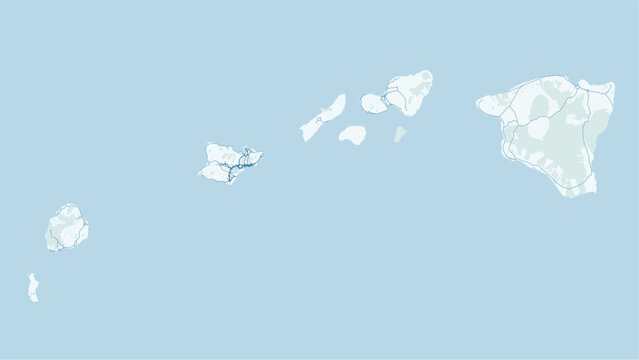 Modern minimalist vector map of Hawaii Islands, USA. High-quality SVG illustration of Oahu, Maui, and Big Island coastline for travel posters and Pacific geography design.