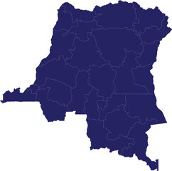 Obraz premium Democratic Republic of Congo Map Silhouette: A striking illustration of the Democratic Republic of Congo, highlighting its distinct geographical shape and administrative divisions.