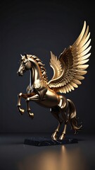 Fototapeta premium Spectacular golden pegasus sculpture radiates mythical allure and power