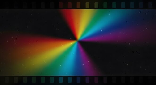 Vibrant spectrum display a colorful burst of light emanating from a central point in darkness