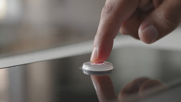 Finger Pressing Touch Button on Modern Device