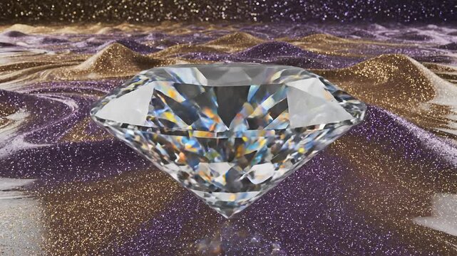 Stunning Diamond Sparkles on Abstract Cosmic Landscape Background.