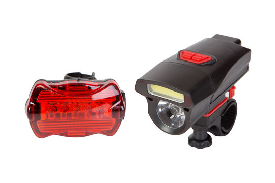 Safety lights for the bicycle on a white background