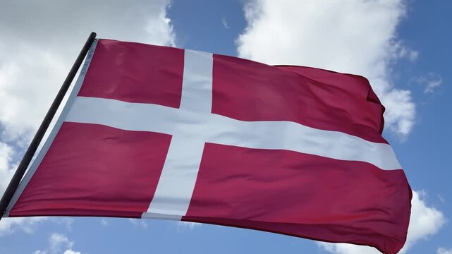 Danish flag flying in the wind