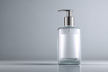 Fototapeta premium Glass soap dispenser bottle with chrome pump mockup