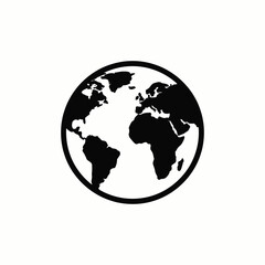Fototapeta premium Black and white world globe icon isolated on white background