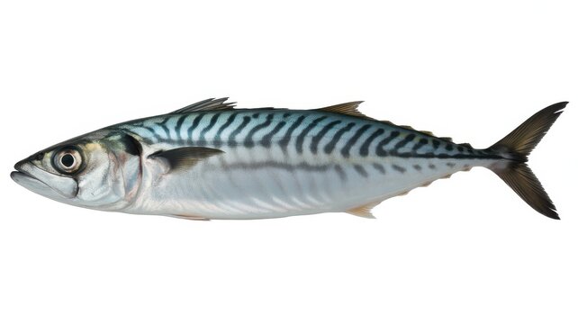 Whole Atlantic mackerel fish isolated on transparent background