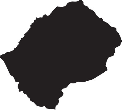 Black silhouette of lesotho map isolated on transparent background, Vector, illustration