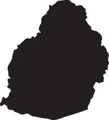 Black silhouette of mauritius island isolated on transparent background, Vector, illustration